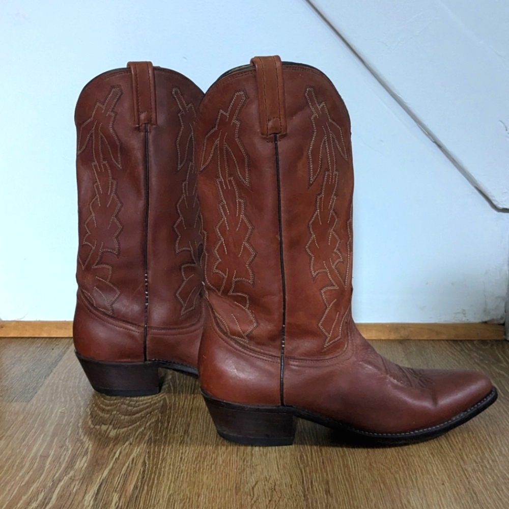 Vintage Dan Post Marlboro Brown Cowboy Boots Men's Size 11 Regular Width